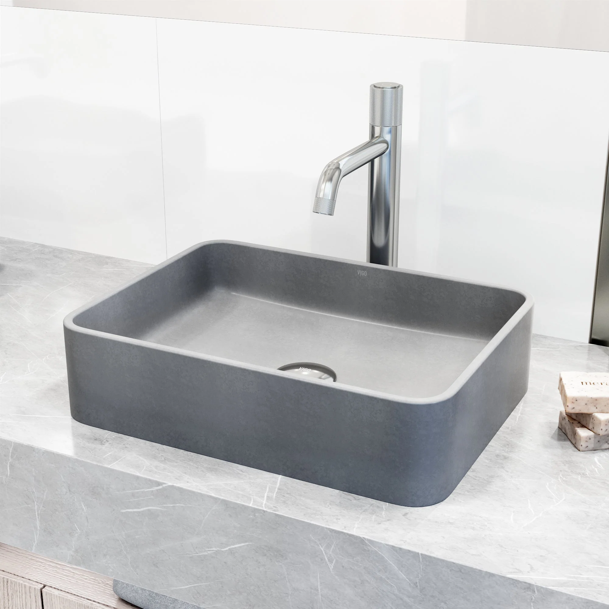 Meridian Rectangular Concreto  Stone™ Vessel Sink - Image 4