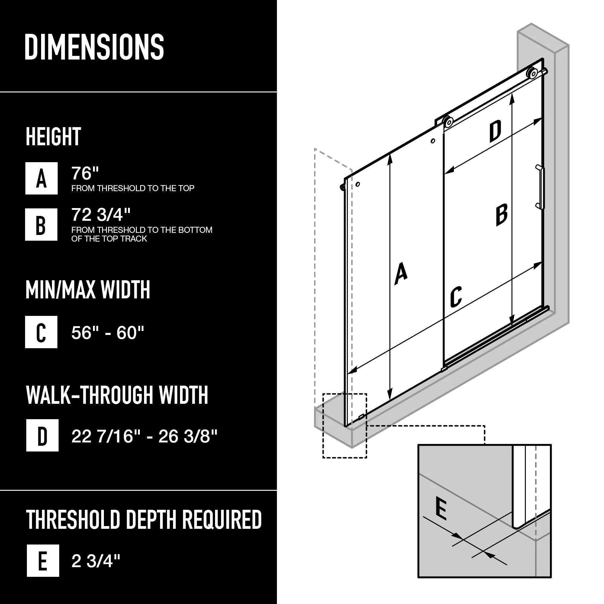 Elan VMotion™ Frameless Sliding Shower Door - Image 32