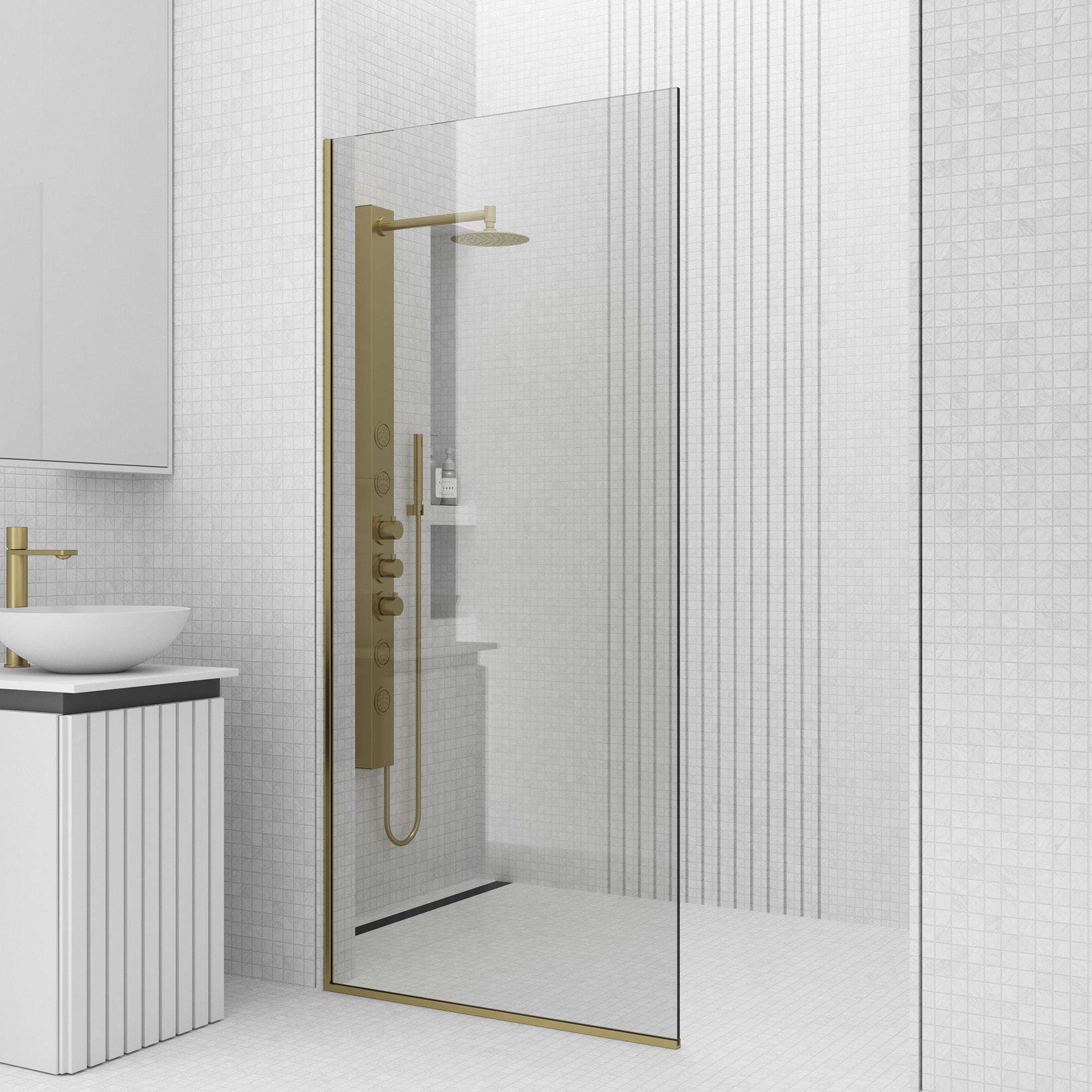 Meridian Zenith 34 x 74 in. Semi-Framed Fixed Shower Screen - Image 58