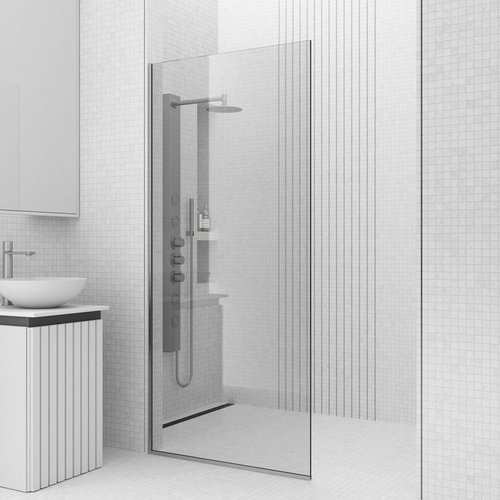Meridian Zenith 34 x 74 in. Semi-Framed Fixed Shower Screen - Image 77