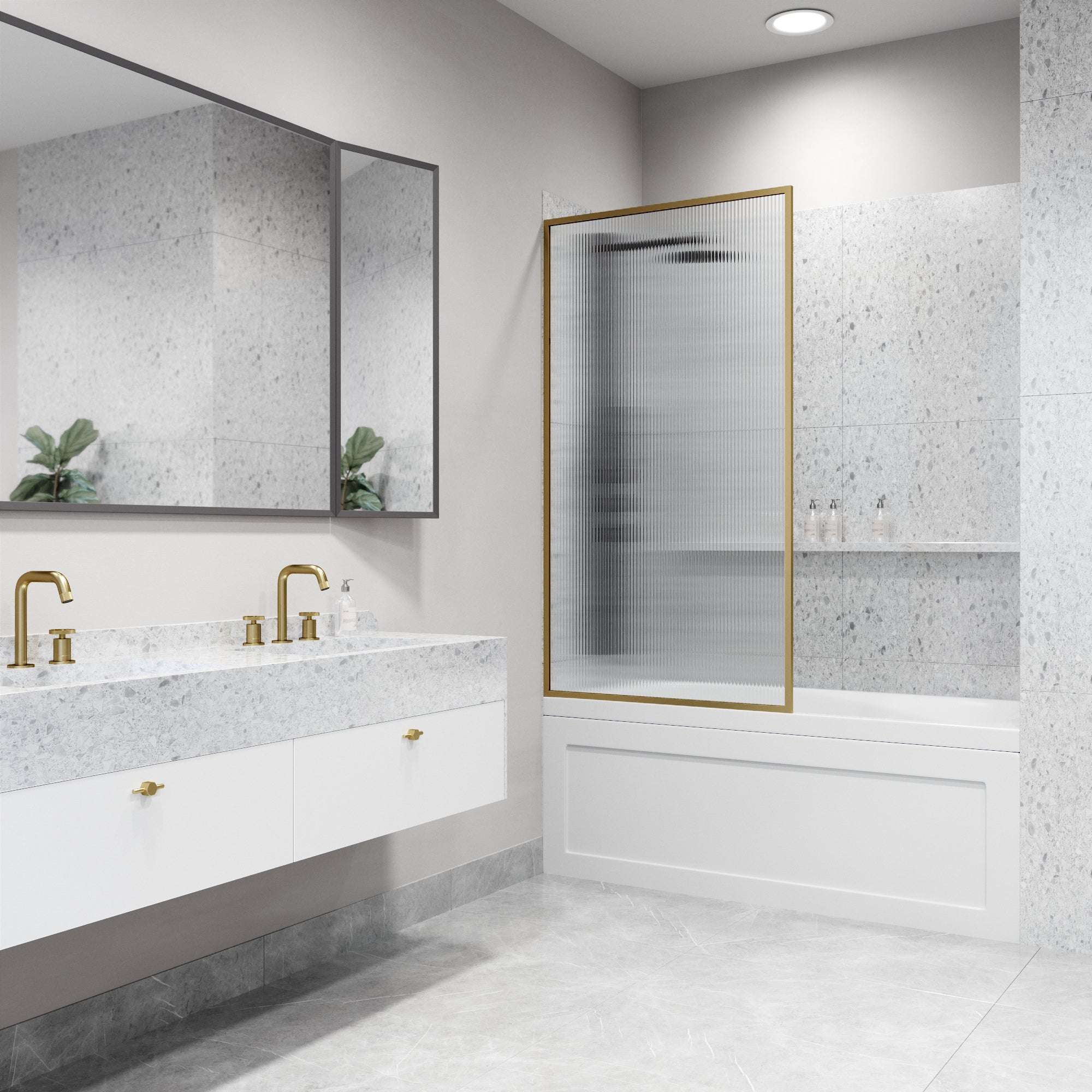 VIGO Meridian 34 x 62 in. Framed Fixed Tub Screen with Clear/Fluted Tempered Glass - Image 32