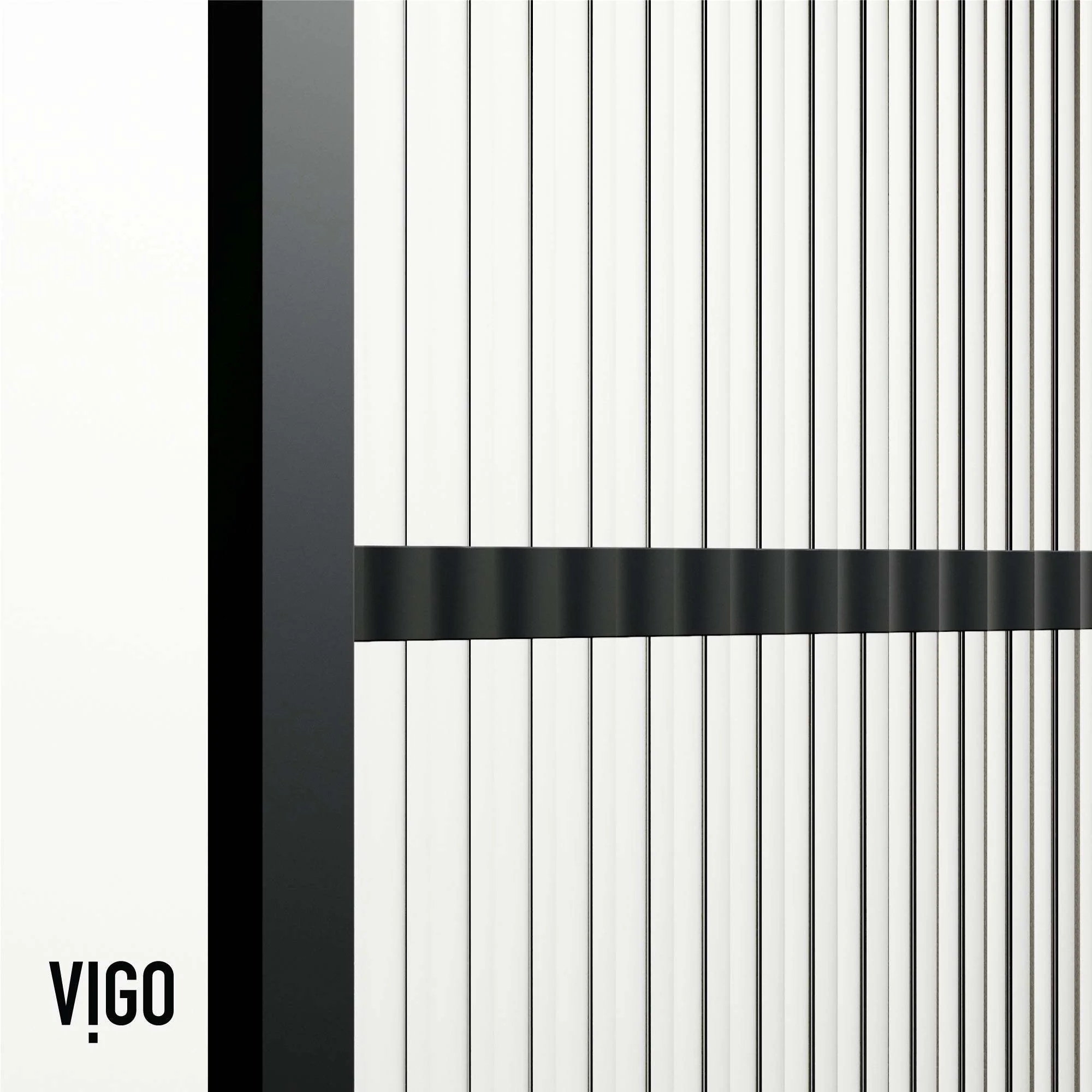 VIGO Meridian 34 x 62 in. Matte Black Framed Fixed Tub Screen with Clear/Fluted Tempered Glass - Image 12