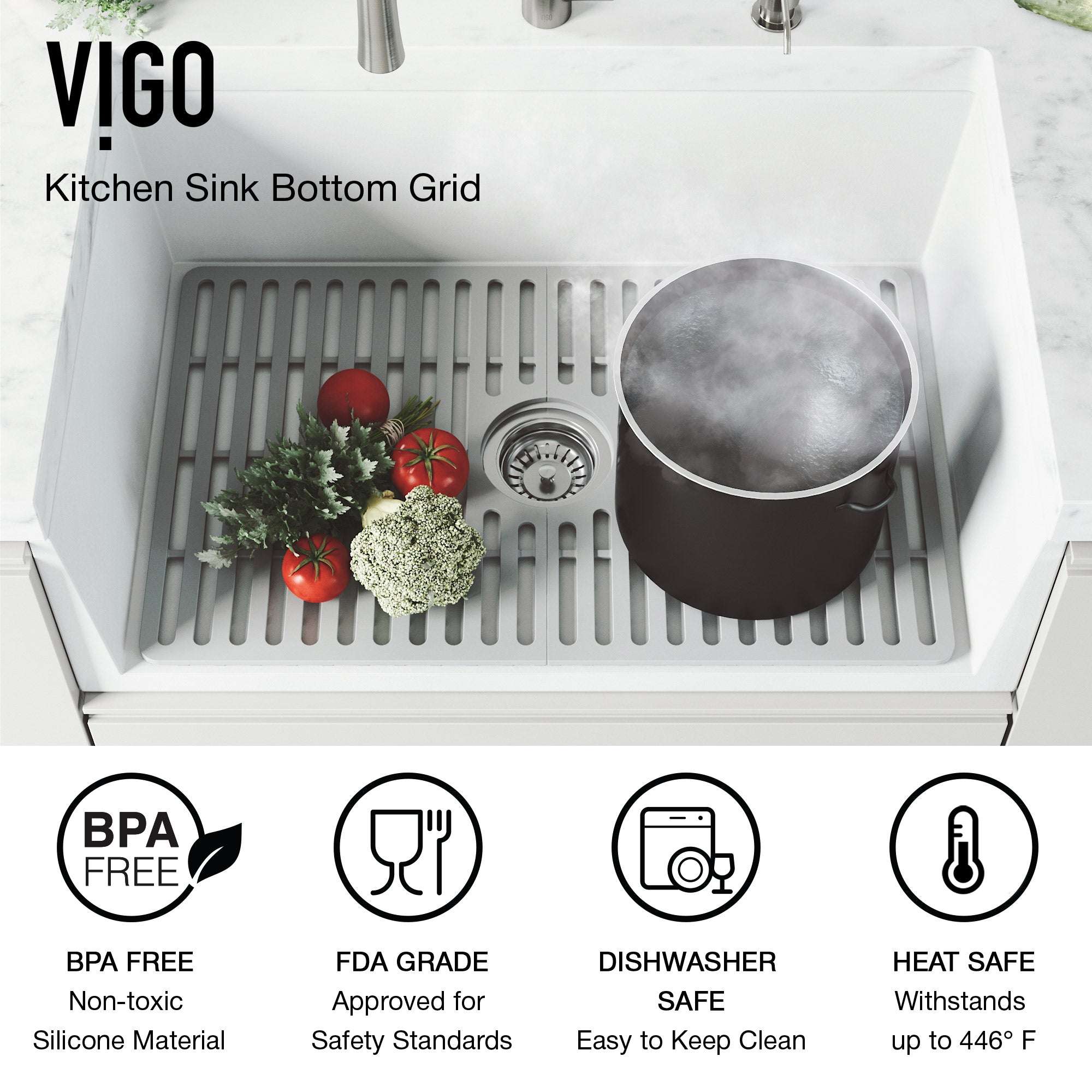 VIGO Edison 27 in. Silicone Kitchen Sink Bottom Grid - Image 4