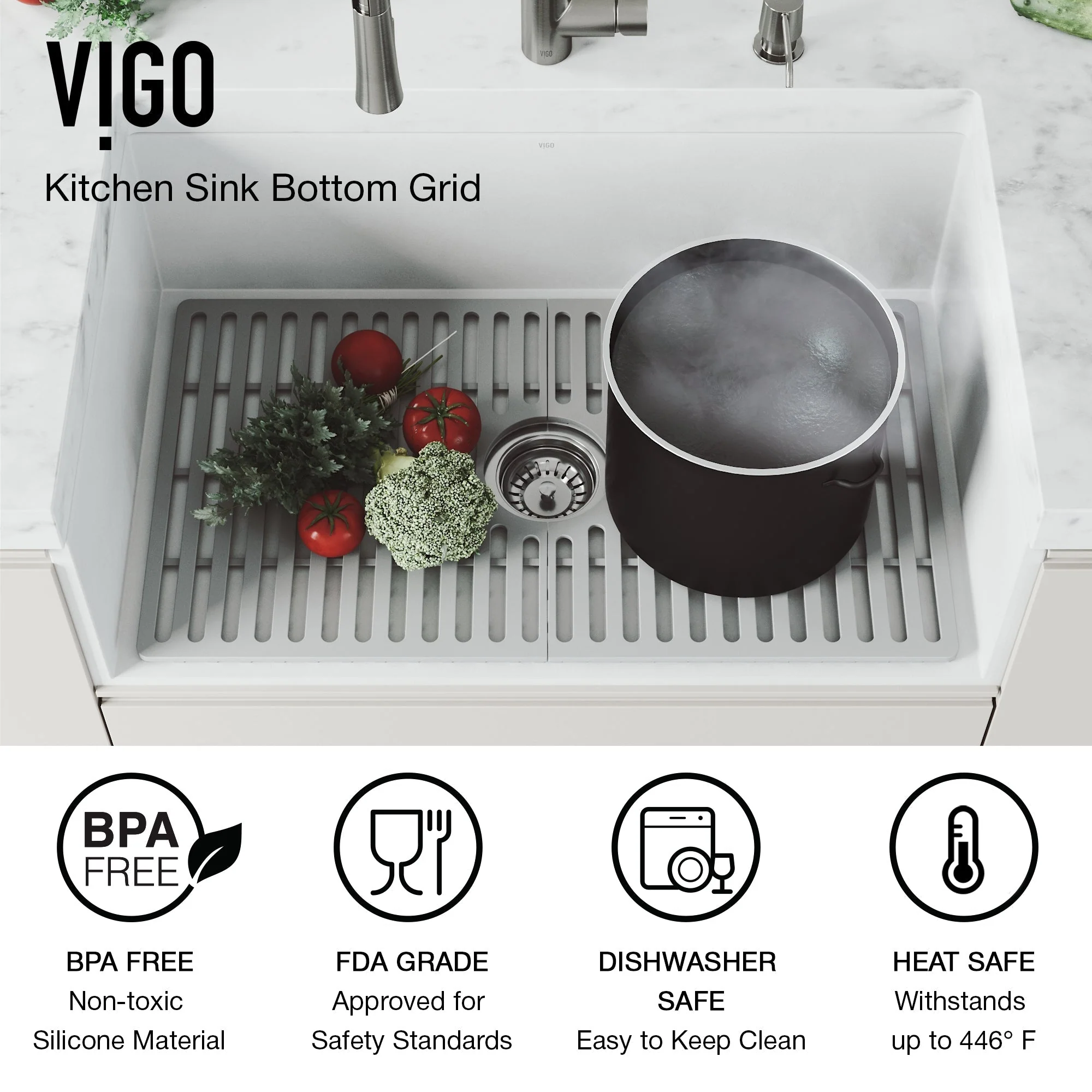 VIGO Edison Silicone Kitchen Sink Bottom Grid - Image 5